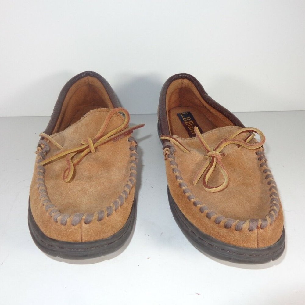 L.B. Evans Men's Chestnut Suede Moccasin Style Slippers Size 8M